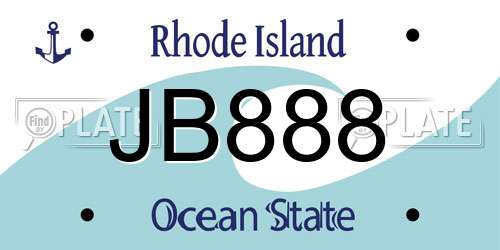 JB888 Rhode Island License Plate