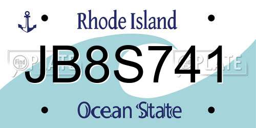 JB8S741 Rhode Island License Plate