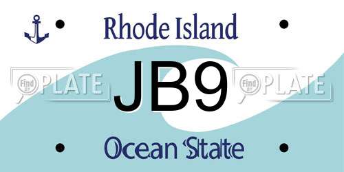 JB9 Rhode Island License Plate