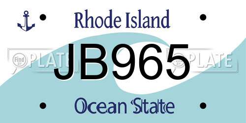 JB965 Rhode Island License Plate