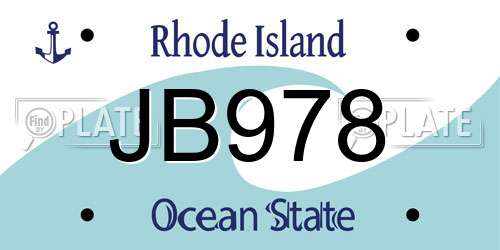 JB978 Rhode Island License Plate