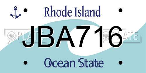 JBA716 Rhode Island License Plate