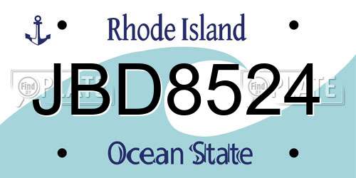 JBD8524 Rhode Island License Plate
