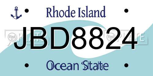 JBD8824 Rhode Island License Plate