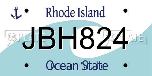 JBH824 Rhode Island License Plate