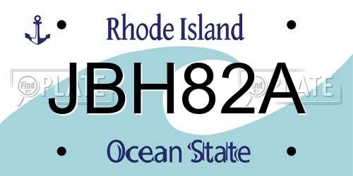 JBH82A Rhode Island License Plate