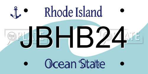 JBHB24 Rhode Island License Plate