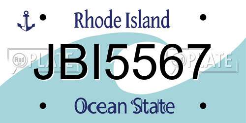 JBI5567 Rhode Island License Plate