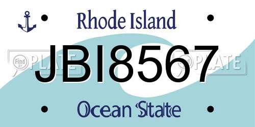 JBI8567 Rhode Island License Plate