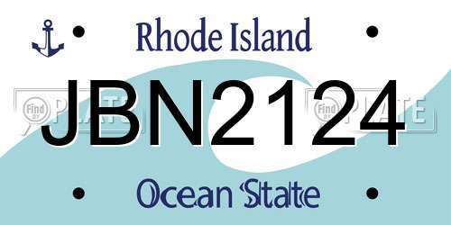 JBN2124 Rhode Island License Plate