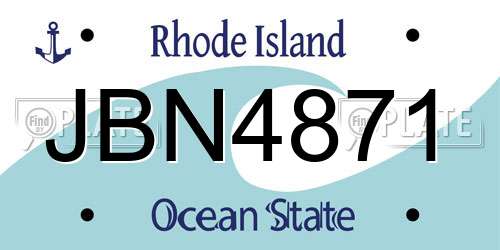 JBN4871 Rhode Island License Plate