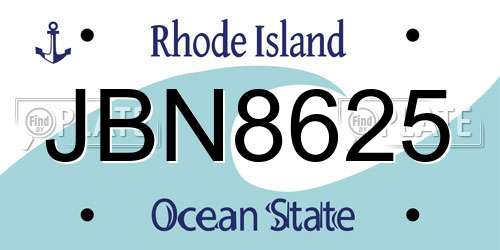 JBN8625 Rhode Island License Plate