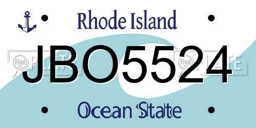 JBO5524 Rhode Island License Plate