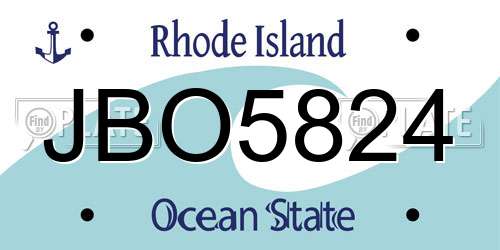JBO5824 Rhode Island License Plate