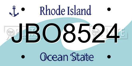 JBO8524 Rhode Island License Plate