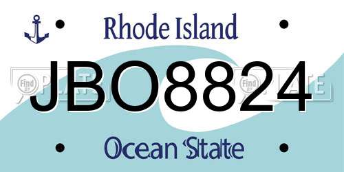 JBO8824 Rhode Island License Plate