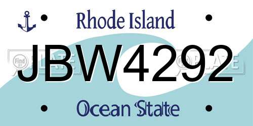 JBW4292 Rhode Island License Plate