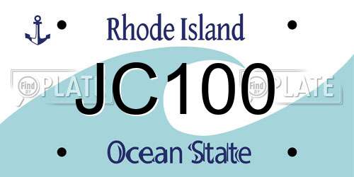 JC100 Rhode Island License Plate