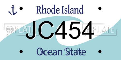 JC454 Rhode Island License Plate