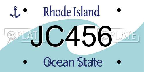 JC456 Rhode Island License Plate