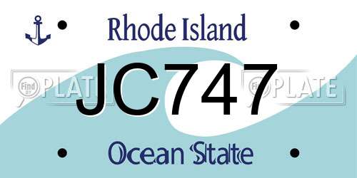 JC747 Rhode Island License Plate