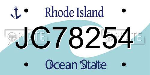 JC78254 Rhode Island License Plate
