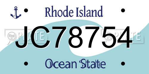 JC78754 Rhode Island License Plate
