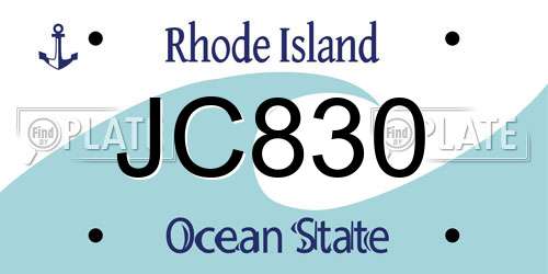 JC830 Rhode Island License Plate