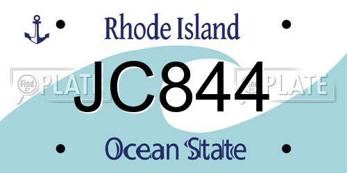 JC844 Rhode Island License Plate
