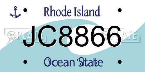 JC8866 Rhode Island License Plate