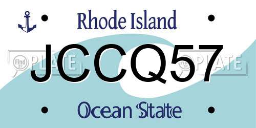 JCCQ57 Rhode Island License Plate