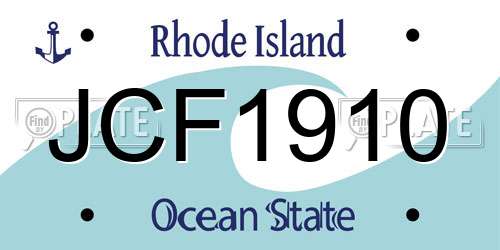JCF1910 Rhode Island License Plate