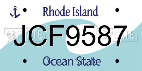 JCF9587 Rhode Island License Plate
