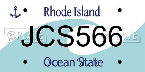JCS566 Rhode Island License Plate