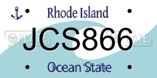 JCS866 Rhode Island License Plate