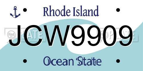 JCW9909 Rhode Island License Plate