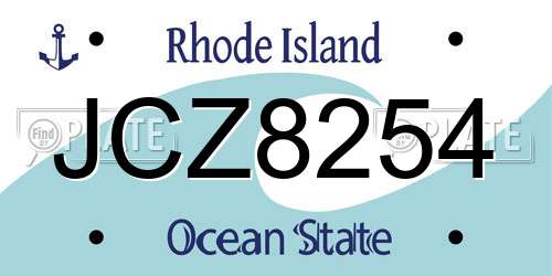 JCZ8254 Rhode Island License Plate