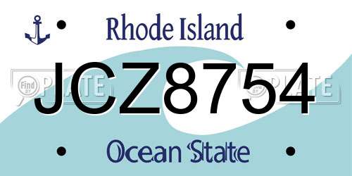 JCZ8754 Rhode Island License Plate