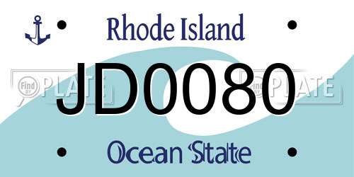 JD0080 Rhode Island License Plate