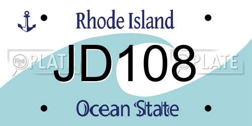 JD108 Rhode Island License Plate