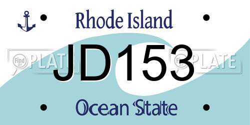 JD153 Rhode Island License Plate
