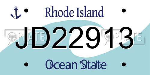 JD22913 Rhode Island License Plate