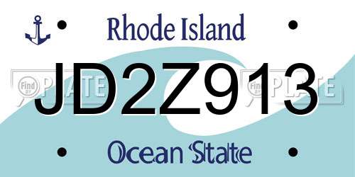 JD2Z913 Rhode Island License Plate