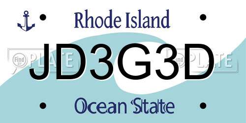 JD3G3D Rhode Island License Plate