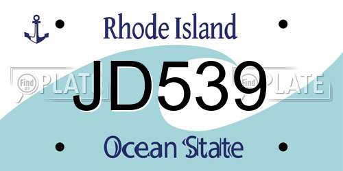 JD539 Rhode Island License Plate