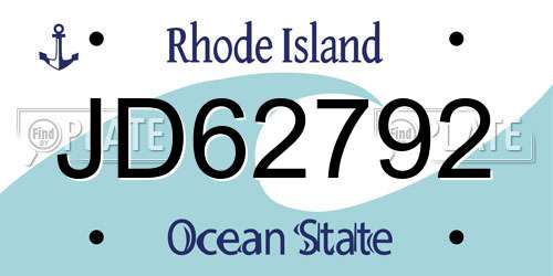 JD62792 Rhode Island License Plate