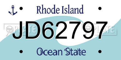 JD62797 Rhode Island License Plate