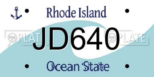 JD640 Rhode Island License Plate