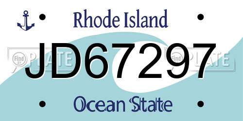 JD67297 Rhode Island License Plate