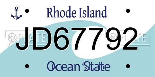 JD67792 Rhode Island License Plate